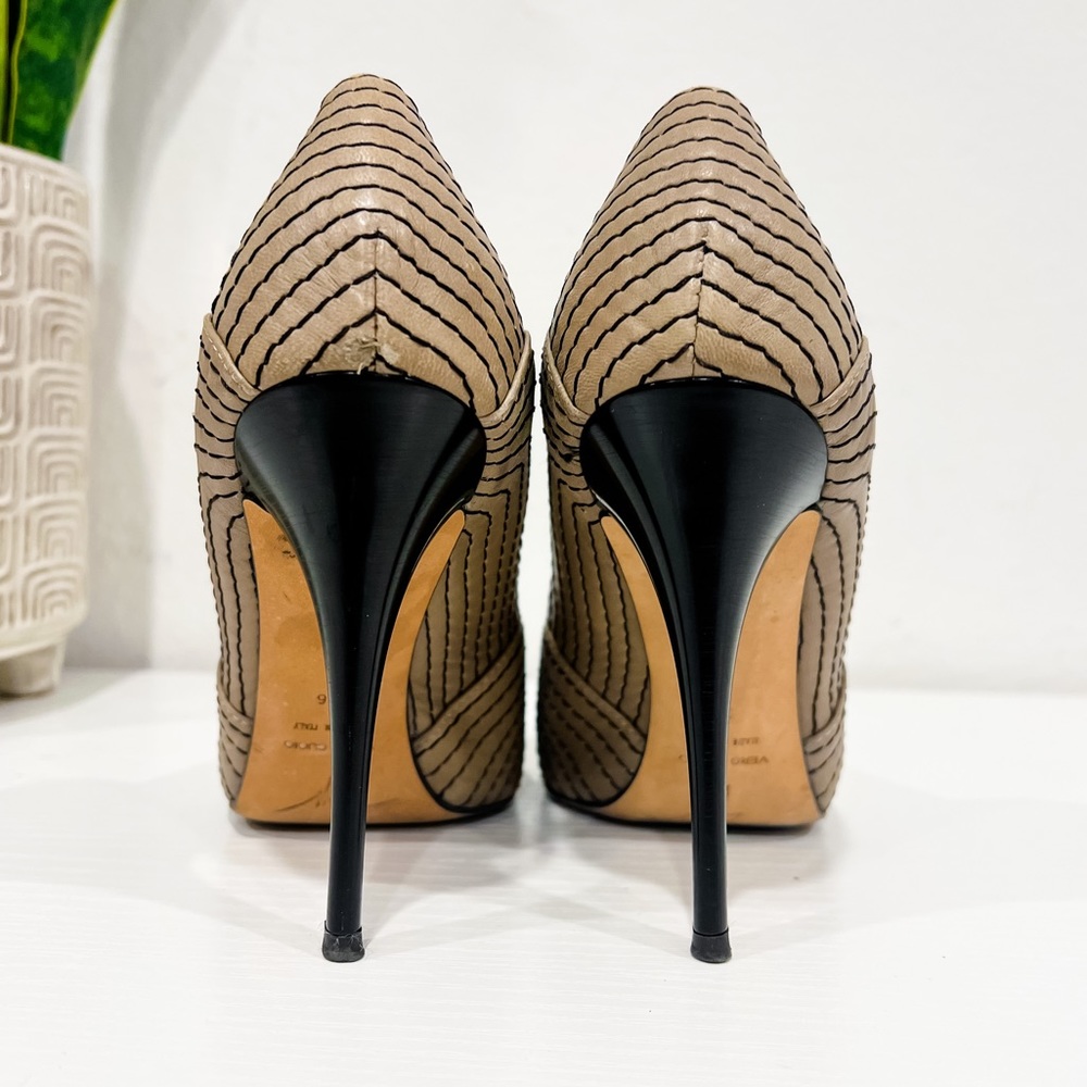 GIUSEPPE ZANOTTI nude peep toe stiletto pumps 36